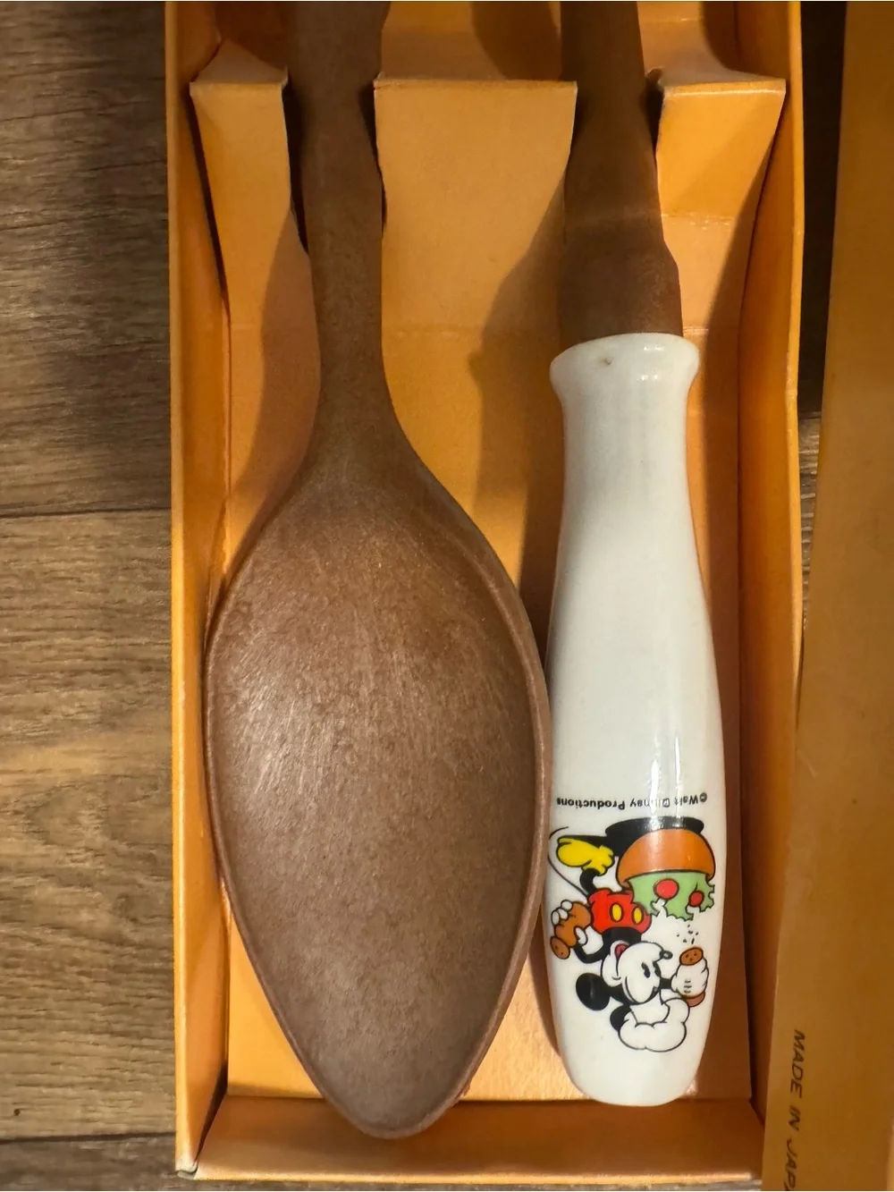 Mickey Mouse Orange Salad Fork & Spoon Set - White Handles Walt Disney